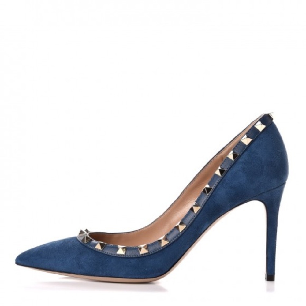 Valentino Garavani Denim Suede Rockstud Heels